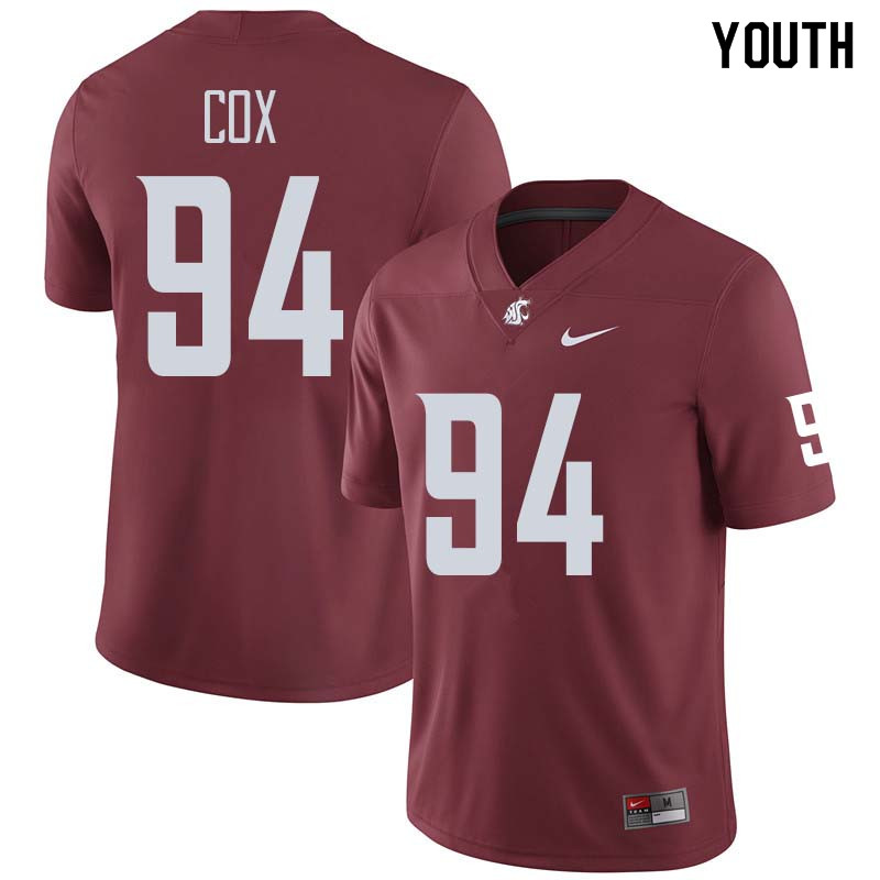 Youth #94 Mitchell Cox Washington State Cougars College Football Jerseys Sale-Crimson